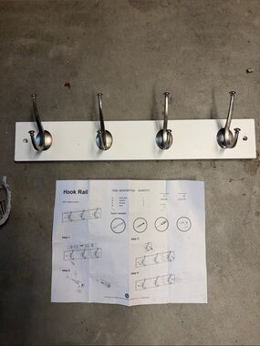Target White Wall Hook Rail with Brushed Silver Hooks